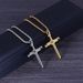 Collana con ciondolo a croce in acciaio inossidabile da uomo - Catena in acciaio al titanio ipoallergenico, resistente e anti-ossidazione, gioielli gotici minimalisti_voghion.com