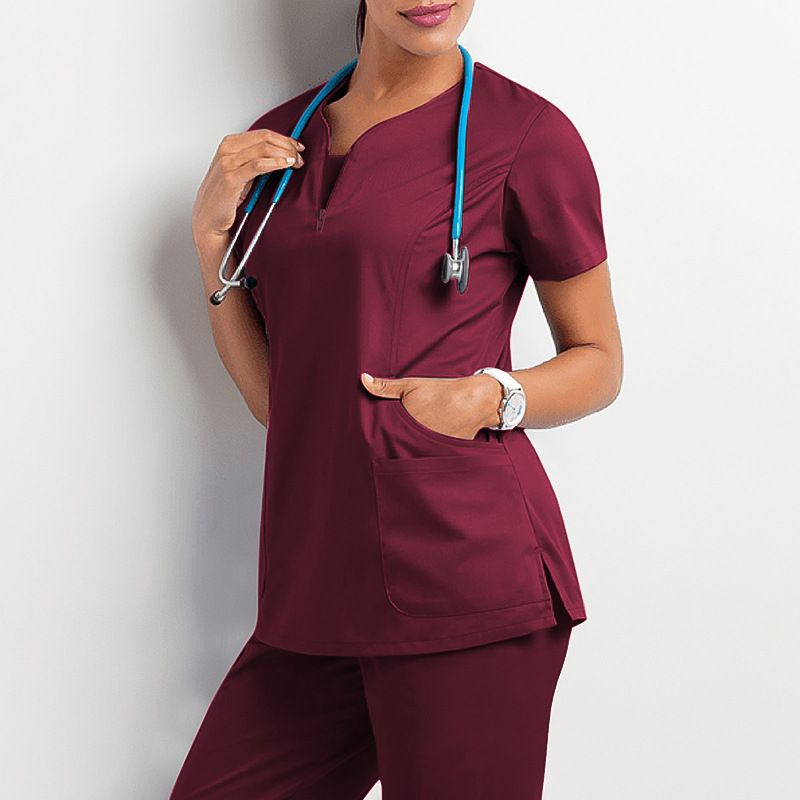 Ropa de trabajo de enfermería elástica de secado rápido, ropa de lavado fino de manga corta para quirófano de dentista oral_voghion.com
