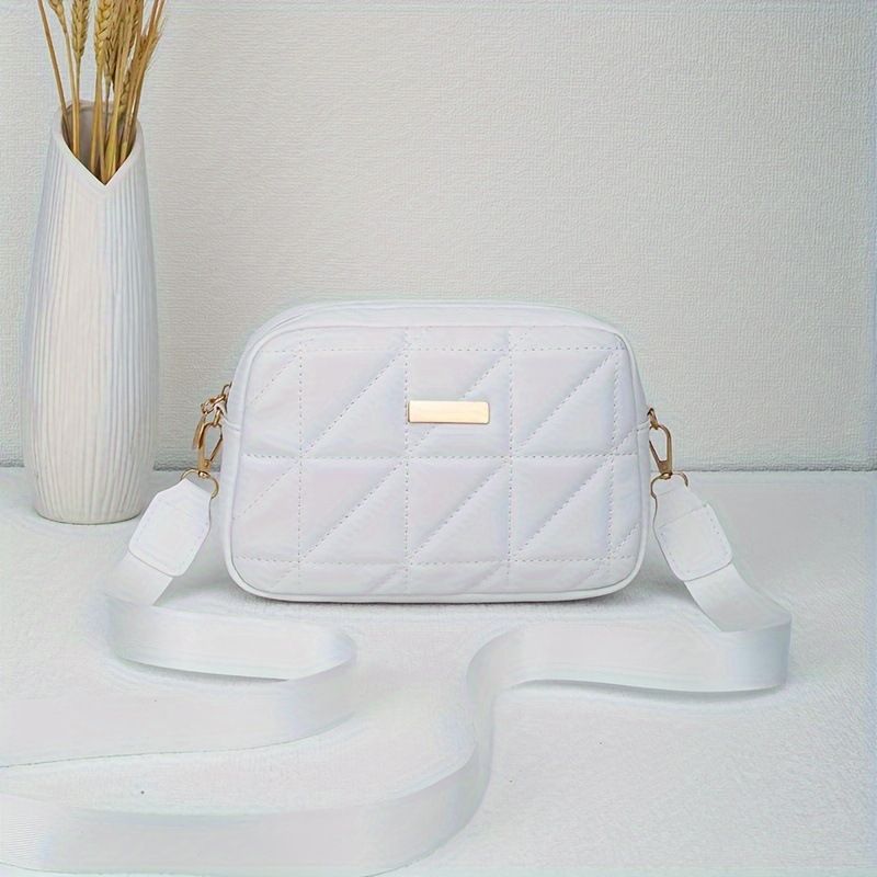 Borsa a tracolla ricamata - Borsa a tracolla alla moda in tinta unita con tracolla regolabile, piccola borsa quadrata minimalista per donna_voghion.com