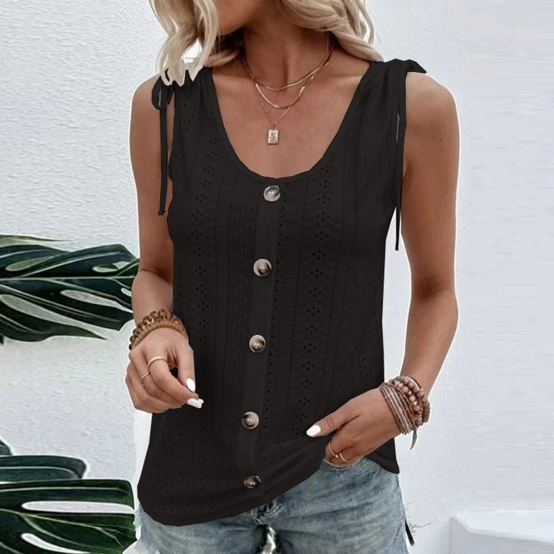 Women's 2023 spring and summer new style women's sexy casual solid color U neck vest _voghion.com