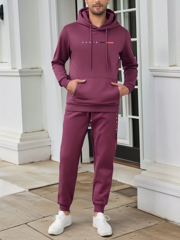 Men's Clothing Men's Knit Hoodie & Joggers Set - Printed Winter Casual Tracksuit_voghion.com