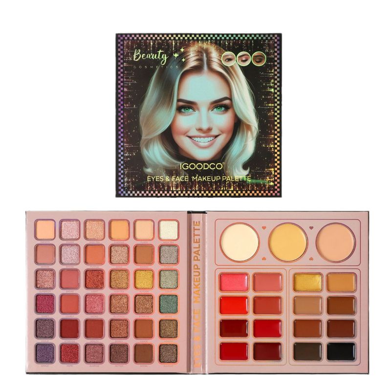 Paleta de 55 sombras de ojos y correctores: maquillaje todo en uno mate y brillante (fórmula vegana, ideal para viajes, con espejo y brocha)_voghion.com