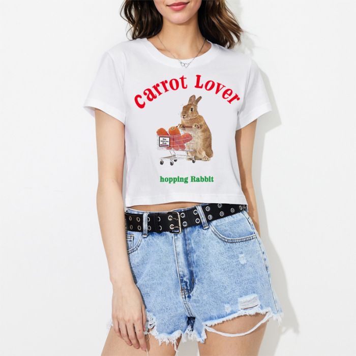 Knopfleiste hinten, kurz, kurz geschnitten, für Damen, neu, bedruckt, modisch, lässig, Rundhalsausschnitt, atmungsaktiv, knitterfrei_voghion.com