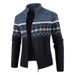 2024 new men's zipper cardigan color blocked casual knit stand up collar sweater jacket_voghion.com
