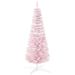 5 Ft Snow Flocked Artificial Pencil Christmas Tree, Slim Xmas Tree With Realistic Branches And Plastic Base Stand For Indoor Decoration, Pink_voghion.com