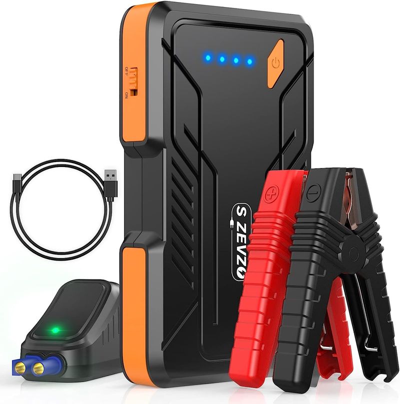 S ZEVZO Jump Starter 1000A Peak Portable Jump Starter for Car (Up to 7.0L Gas/5.5L Diesel Engine) 12V Auto Battery Booster Pack with Smart Clamp Cable_voghion.com