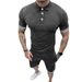 Herrenbekleidung Sommer Herren Kurzarm Shorts Zweiteiliger Revers T-Shirt Anzug Herren_voghion.com
