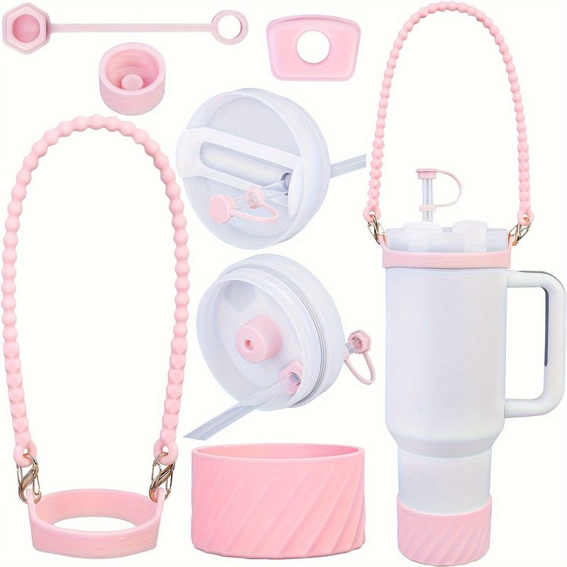 Juego de accesorios para tazas de muebles para el hogar con mango de silicona y tapón antifugas, funda de silicona antideslizante y antiarañazos._voghion.com