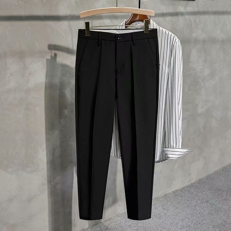 Pantaloni eleganti elasticizzati slim fit da uomo - Chino affusolati alla caviglia, leggeri e antipiega, per abbigliamento casual da lavoro e per tutti i giorni (nero)_voghion.com