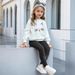 Mutter & Kinder INS Mädchen 2-teiliges Sweatshirt & Katzengesichts-Print Rundhals Langarm-Sweatshirt + Strumpfhose Set_voghion.com