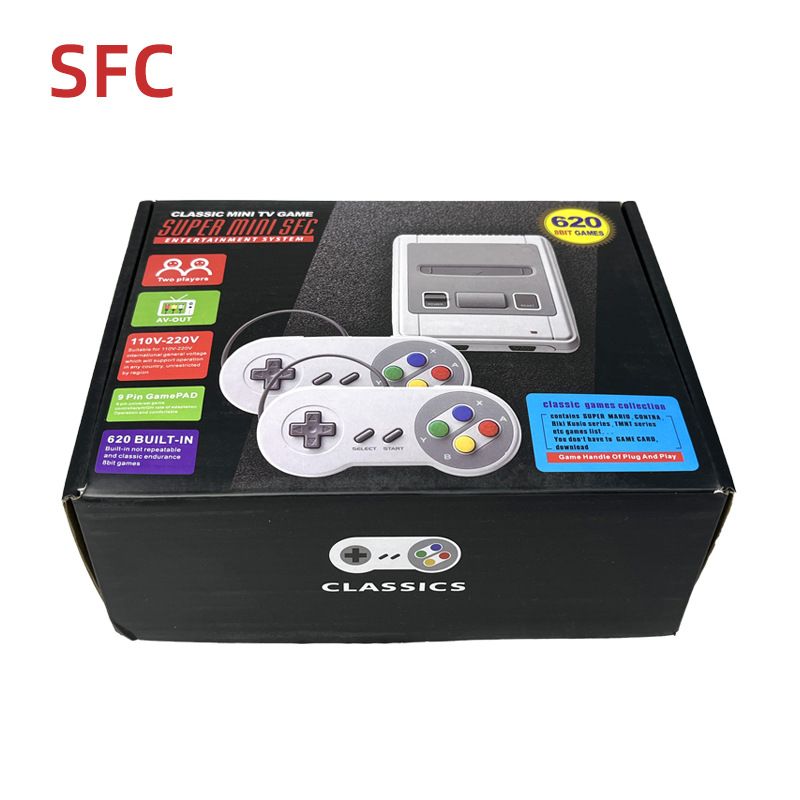 SFC620 Mini Retro Game Console - 620-in-1 klassiek tv-gamesysteem met bekabelde controllers, AV-uitgang, ABS-constructie voor gezinnen en nostalgische gamers_voghion.com