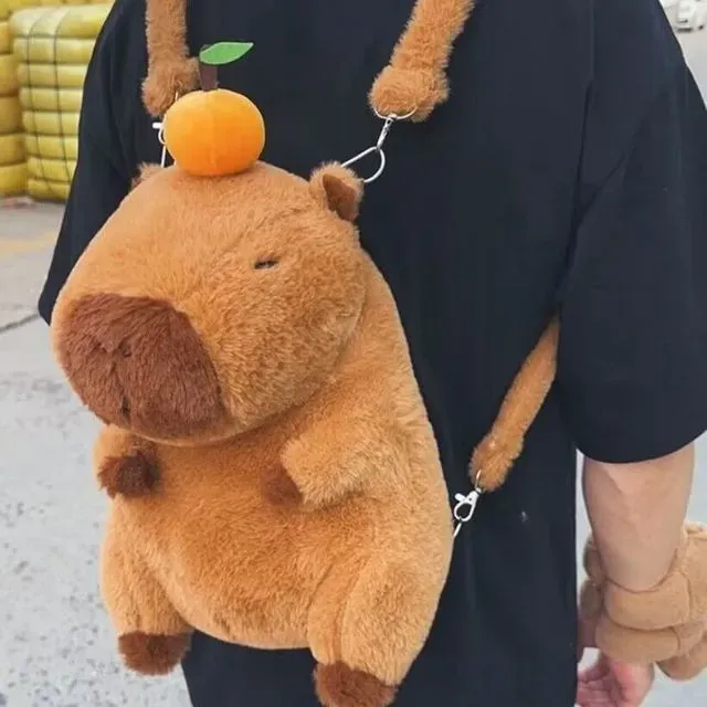 Lovely Capybara Plush Backpack Kawaii Fashion Plushie Fur Children's Shoulder Bag Mini Knapsack Bags Gift For Girlfriend_voghion.com