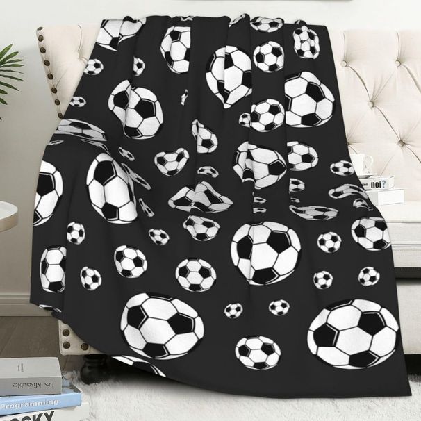 Decke mit Fußball-Volleyball-Muster, Flanell, weich und bequem, für Zuhause, warme Decke, Geburtstagsgeschenk_voghion.com