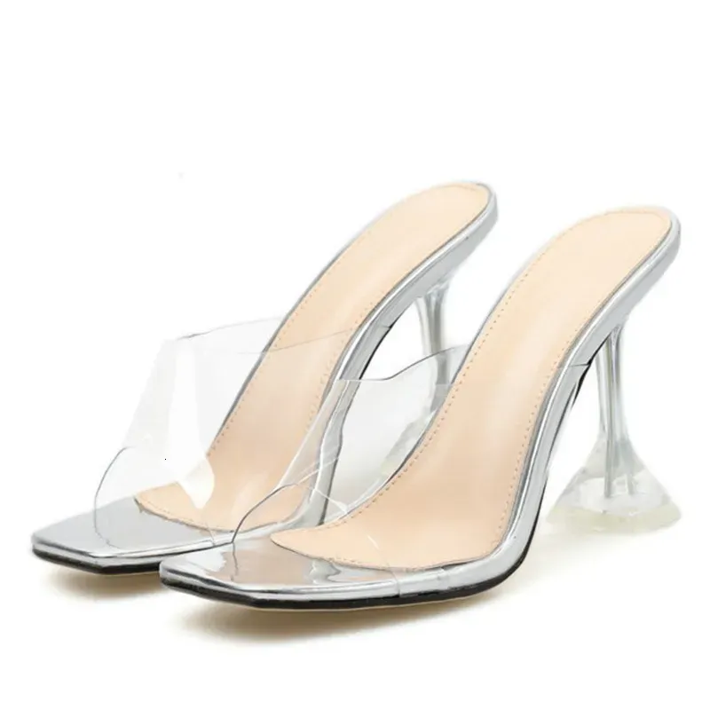 Talon escarpin Ddmywed à gros cristaux pour femme, portant une ligne transparente à imprimé léopard à l'extérieur, détestant le ciel et les talons hauts_voghion.com