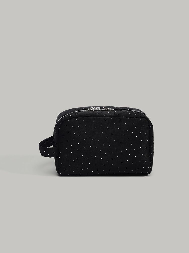 Stylish Portable Makeup Bag With Rhinestone Accents - Multi-functional Travel Organizer For Cosmetics And Toiletries Compact Durable Design Everyday_voghion.com