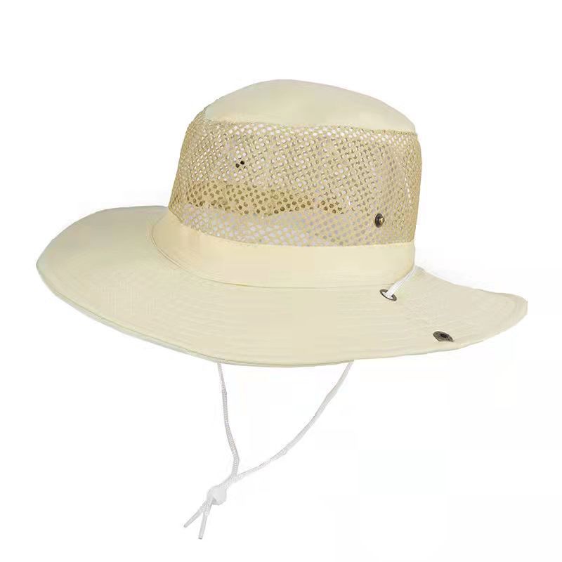 Neuheiten Sommer Männer Sonne Mesh Atmungsaktiv Bergsteigen Angeln Wandern Becken Kappe Männlichen Große Krempe Einfarbig Fischer Hut_voghion.com