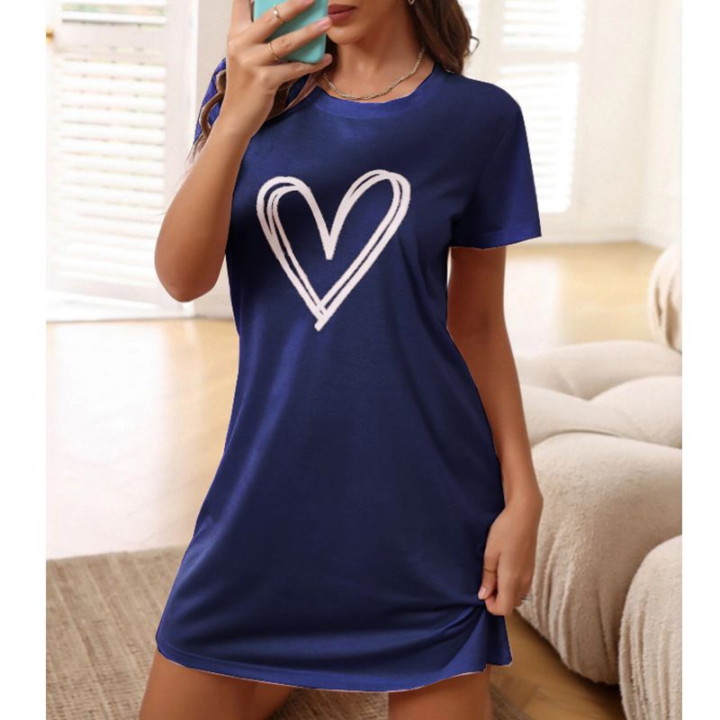 Chemise de nuit d'été à manches courtes, pyjama pour femmes, jupe courte une pièce, robe mi-longue, robe de maison_voghion.com
