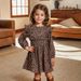 Kids’ Clothing Girl Leopard Print Long Sleeved Water Drop Collar Small Flying Sleeves Long Sleeved Ruffled Simple Dress_voghion.com