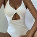 Women's solid color hollow with breast pads sexy tight backless swimsuit_voghion.com