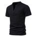New Men's Deep V-Neck Short Sleeved With Breathable Elastic Base, Summer Fashion Stand Up Collar T-Shirt Top_voghion.com