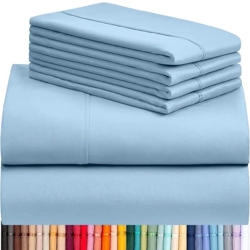 Solid Color Brushed Fitted Sheet Four Piece Set Six Piece Set_voghion.com