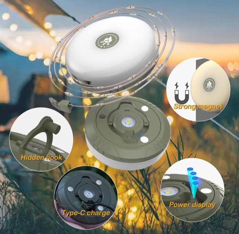 Wielofunkcyjne oświetlenie kempingowe LED, wodoodporne oświetlenie kempingowe, atmosfera, taśma świetlna do namiotu_voghion.com