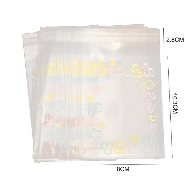 100 sacchetti autoadesivi con motivo a gattini e graffiti, per caramelle, cibo, regali, piccoli sacchetti trasparenti autosigillanti in carta Opp._voghion.com