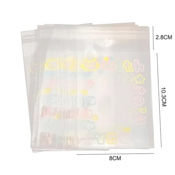 100 sacchetti autoadesivi con motivo a gattini e graffiti, per caramelle, cibo, regali, piccoli sacchetti trasparenti autosigillanti in carta Opp._voghion.com