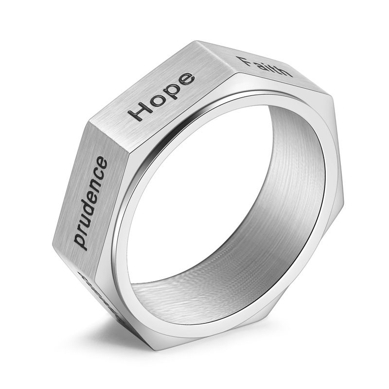 Herrenschmuck Titanstahl Sieben Tugenden Drehbarer Ring Neutraler Stil Sieben Ecken Herren Nischenschmuckring_voghion.com