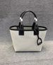 2025 New Women's Colorful Tote Genuine Leather With Canvas Basket Bag Large Capacity Garden Handbag_voghion.com