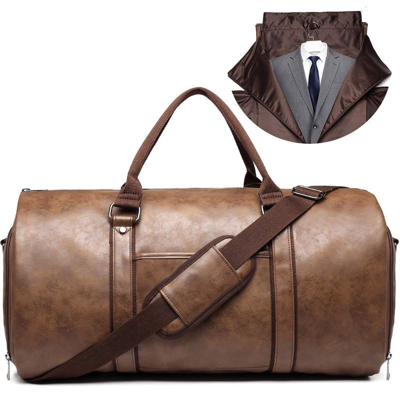 Unisex-Kleidertasche, Reisetasche aus Leder, wandelbare Anzug-Reisetasche mit Schuhfach_voghion.com