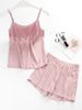 Sommer Sexy Hosenträger Pyjamas Weibliche Süße Dünne Ice Silk Shorts Weste Seide Zwei-stück Set_voghion.com