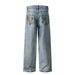 Odzież męska High Street Washed Waxed Old Dirty Straight Jeans Mężczyźni i kobiety Retro Vibe Loose Trousers_voghion.com