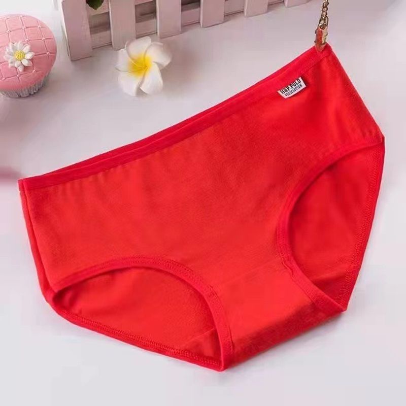Ropa interior de color sólido para niña, calzoncillos de cintura baja de algodón puro, ropa interior para mujer estudiante_voghion.com