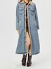 Giacca lunga oversize in denim da donna con fodera in pile - Cappotto invernale alla moda da strada_voghion.com