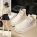 Women's Snow 2024 New Comfortable Thick Sole Fleece Lined Warm Lazy Slip-On Short For Women Shoes Student Cotton Boots_voghion.com