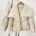 "Women's Slim-Fit Lamb Wool & Down Jacket – Winter Lace-Trimmed Coat (One Size, White/Black/Brown)"_voghion.com
