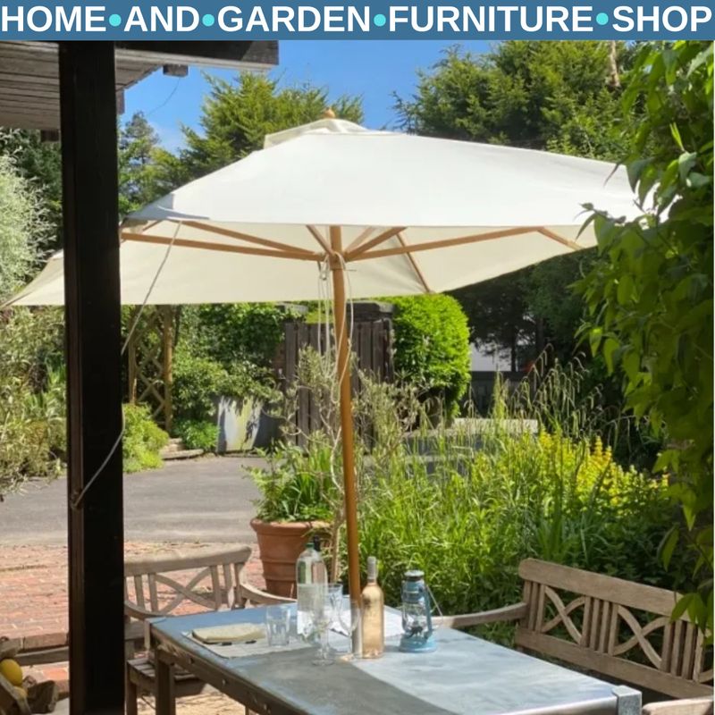 3 X 2m Wooden Patio Parasol Garden Sun Umbrella Outdoor Shade Push Button_voghion.com