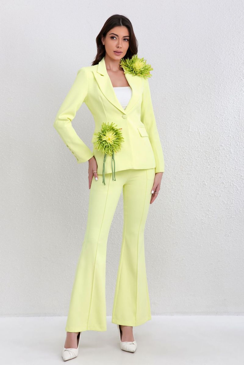 "Elegante, hoog getailleerde, slim fit pantalon met bloemenprint voor dames - Kantoor- en vrijetijdskleding"_voghion.com