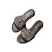 Large size women's shoes 41-43 slippers, women's summer outer wear, Korean version, thick-soled flip flops, all-match flat rhinestone slippers_voghion.com