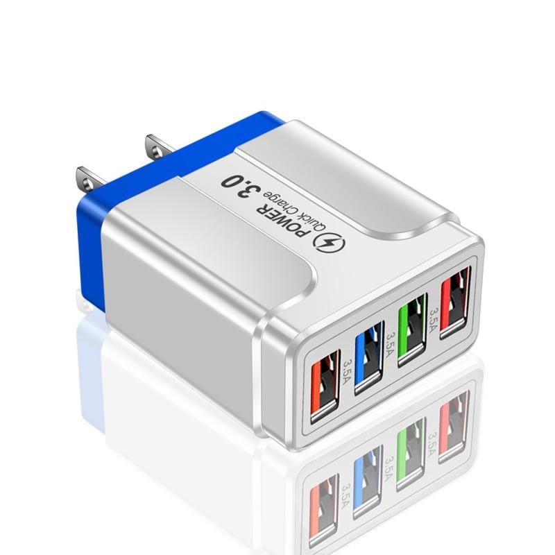 Laturi USB 4-porttia Pikalataus 3.0 4.0 Yleismallinen Seinälle Laturi Matkapuhelimelle iPhone 12 Xiaomi Tablets .0 i_voghion.com