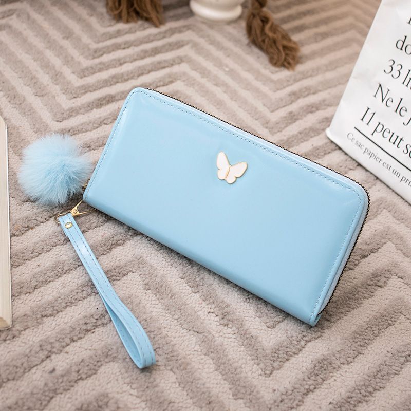 Damen-Geldbörse mit glänzender Schleife und Bommel – Geldbörse mit mehreren Fächern und Handgelenksschlaufe für Münzen (modische Clutch für Damen)​_voghion.com