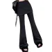 Black High-Waisted Summer Casual Women, Designed For A Slimming Effect, Loose Fit, Long Flared Pants, Bootcut Pants_voghion.com