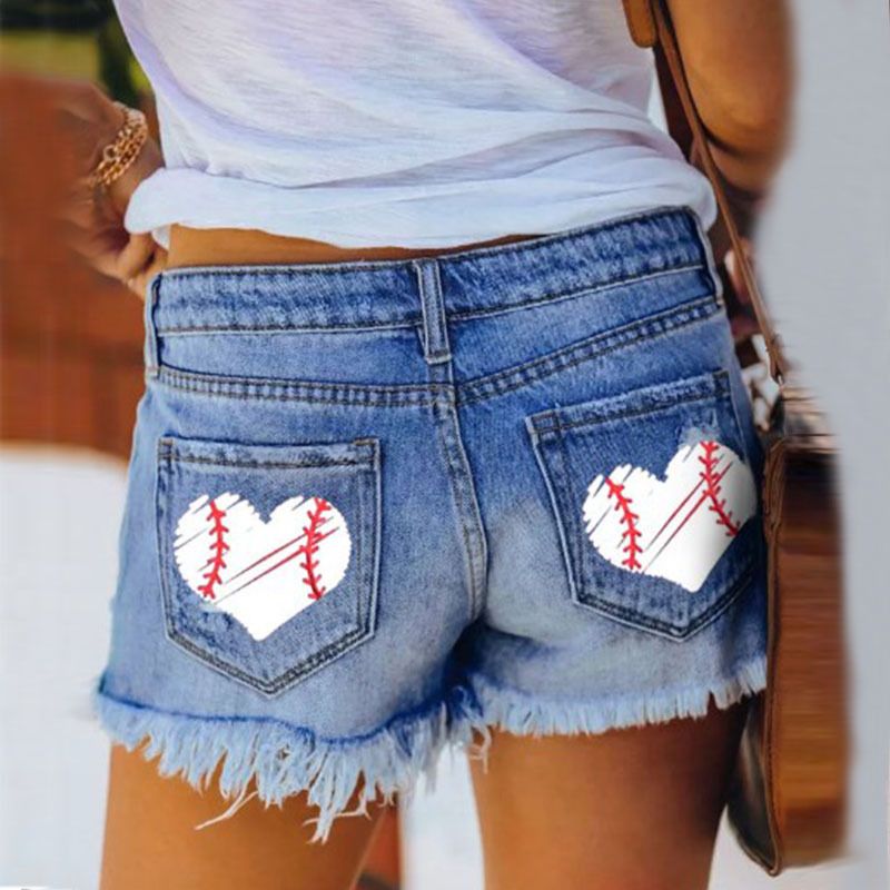 Pantaloncini corti da donna in denim con frange strappati da donna alla moda europea e americana 2023 estivi_voghion.com