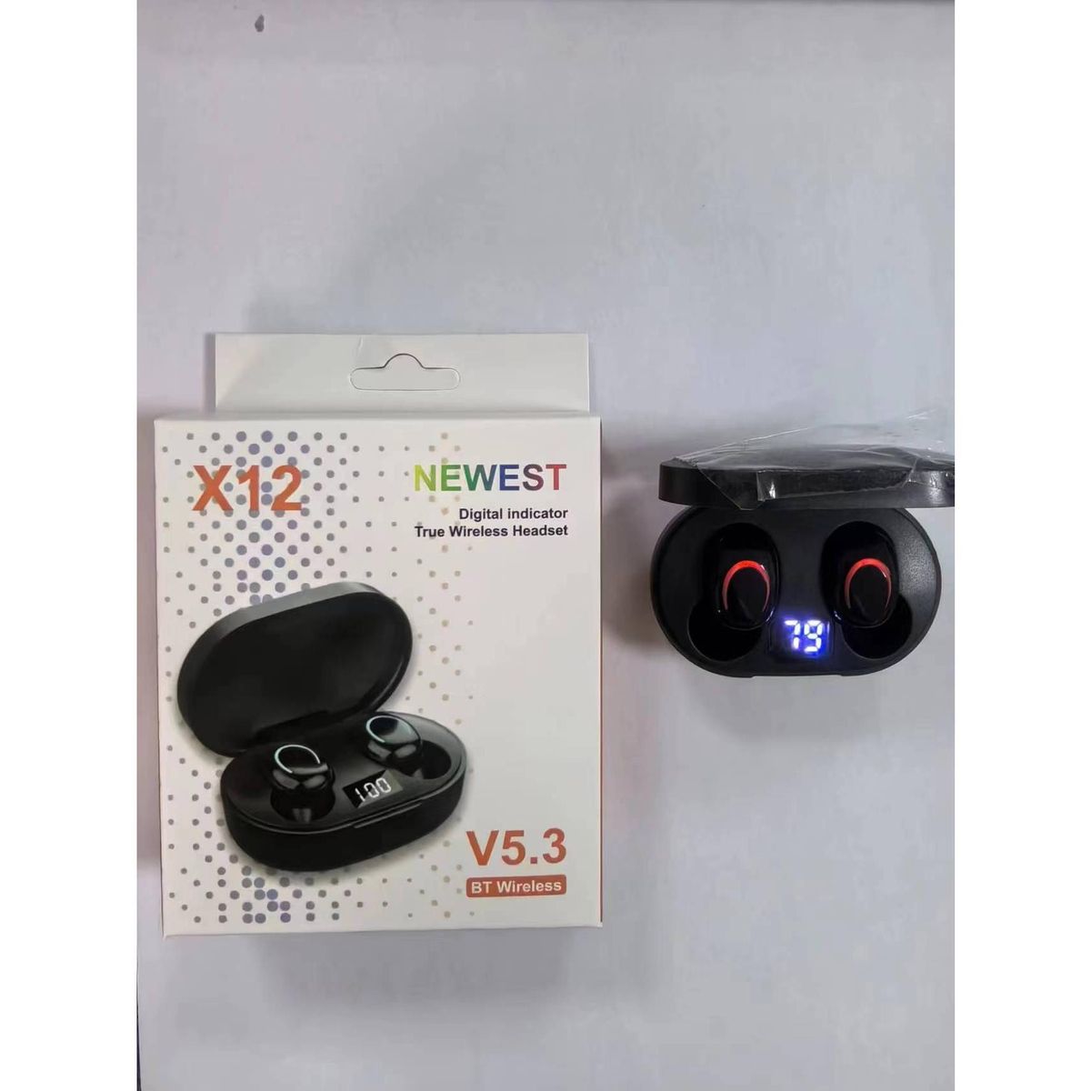 Neu X12 Drahtlose Bluetooth Ohr Digital Display 5,3 TWS Mini Ohrhörer Sport A6S Bluetooth_voghion.com