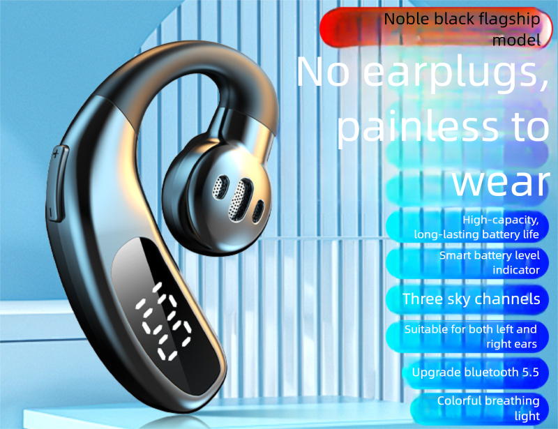 Nuovi auricolari Bluetooth, stile gancio auricolare, non in-ear, durata della batteria ultra lunga, conduzione ossea aerea, cancellazione del rumore,_voghion.com