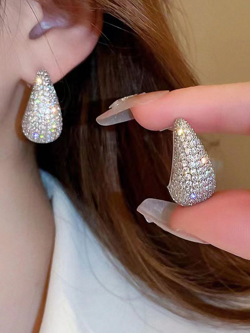 Orecchini a goccia alla moda per donna, lusso leggero e raffinato, eleganti orecchini alla moda con zirconi intarsiati in rame e argento_voghion.com
