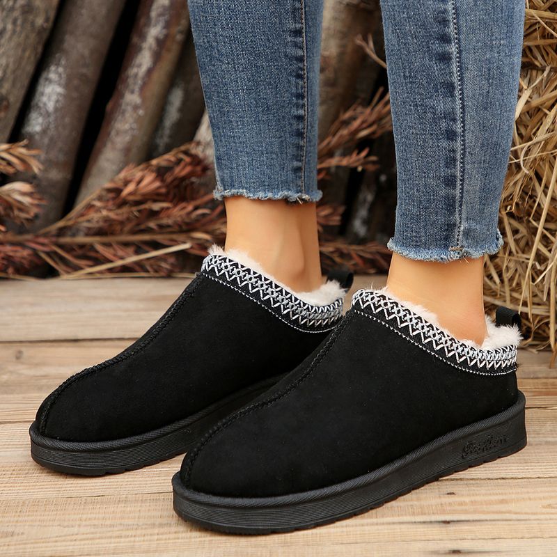 Büyük boy inek kadın kalın tabanlı pamuklu ayakkabılar kalın pamuklu moda basit_voghion.com