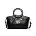 Borsa a mano da donna in PU con motivo coccodrillo, anello rotondo, grande capacità, tracolla_voghion.com