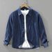 Retro Denim Long Sleeved Shirt For Men, Fashionable And Versatile, Artistic And Casual Loose Top_voghion.com